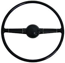 STEERING WHEEL FORD 40 DELUXE, BLACK Inc' horn button & spring, s/s rings