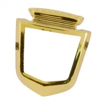 EMBLEM BEZEL F0RD 51 GOLD TONE - PLASTIC, Also 51-54 Vic roof side, AU Star door.