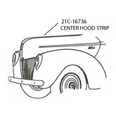 HOOD CENTRE MOULDING STRIP PICKUP 42-47, stainless no clips