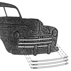 GRILLE BAR MOULDING FORD 46, STAINLESS (set of 3)