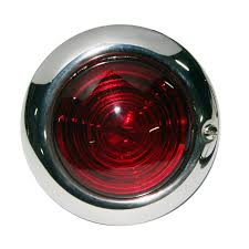 ROD LAMP ASSEMBLY WITH ROUND STAINLESS STEEL RIM, RED, 2 WIRE SOCKET EACH