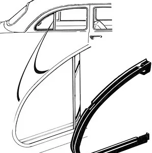 QTR WINDOW SEALS FORD 49-51, 4 door sedan rear door