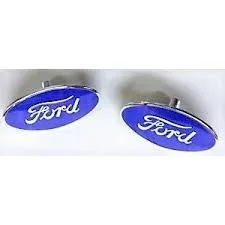 STEP PLATE EMBLEM BLUE FORD OVAL (PAIR) USE WITH DELUXE STEP PLATES NE-16400-DLX