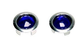 BLUE DOTS GLASS W/CHROME RIM PAIR
