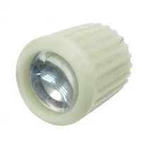 KNOB RADIO "D" SHAFT, Ivory with silver insert.