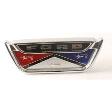 EMBLEM TRUNK LID FALCON 60-61 XK SEDAN, Chrome die cast bezel & coloured insert.