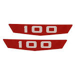 EMBLEM HOODSIDE PICKUP 63-64, "100" RED PLASTIC INSERT PAIR