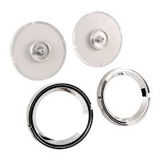DASH BEZEL GALAXIE 64, FUEL/TEMP CHROME BEZELS & CLEAR PLASTIC LENSES