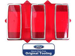 TAIL LIGHT LENS MUSTANG 69 FoMoCo, With stainless trim.  Original tooling.