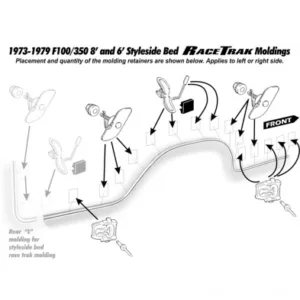 MOULDING PICKUP 77-79, RH BEDSIDE LOWER RACE TRACK, 8' BED