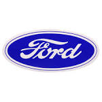 DECAL FORD OVAL, BLUE ON CLEAR 3.5"