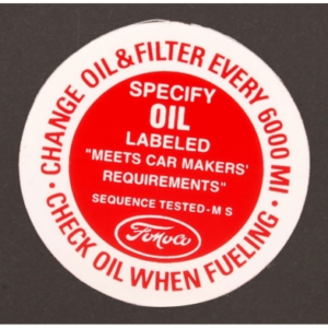 DECAL OIL FILLER CAP FORD 60-64