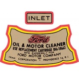 DECAL A/C OIL BATH SERVICE FORD 42-48, Long Yellow/Black. Service instructions.