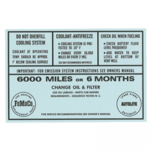 DECAL SERVICE SPECIFICATION FORD 64