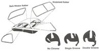 WINDSHIELD SEAL FORD 49 SINGLE GROOVE, Has single groove for chrome trim.