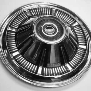 HUBCAP GALAXIE 66, PICKUP 66-77, 15", FULL WHEEL COVER S/S, RED PLASTIC CENTER