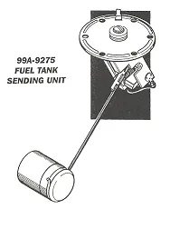 FUEL SENDER & FLOAT FORD 36-56, 14-18 Ohms full, 88-94 Ohms empty