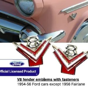 EMBLEM FENDER FORD 54-56, FALCON XR "Y8" (PAIR), Licenced Ford Product