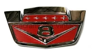 EMBLEM HOOD PICKUP 61-66, "5 stars with V8"