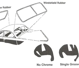 WINDSHIELD SEAL FORD 50-51, has DOUBLE groove for chrome trim.