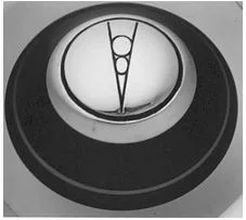 HUBCAP FORD 36 PASS, BLACK OUTER RIM, "V8" S/S CENTER