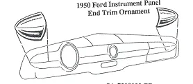 DASH PANEL TRIM ENDS FORD 50, chrome (PAIR)