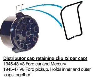 DISTRIBUTOR CAP CLIP FORD 46-48, PICKUP 45-47, pair