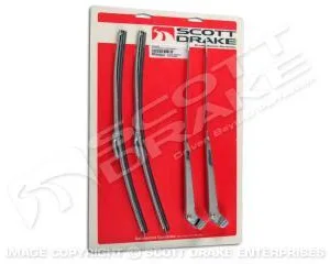 WIPER ARM & BLADE KIT MUSTANG 64-65, SMOOTH CAP (NO OFFSET) for LHD