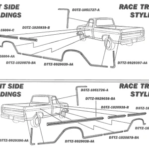 MOULDING PICKUP 77-79, RH BEDSIDE "J" AT REAR RACE TRACK