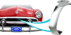 GRILLE BRACKET FORD 51, UPPER GRILLE BAR CENTRE BRACKET, CHROME