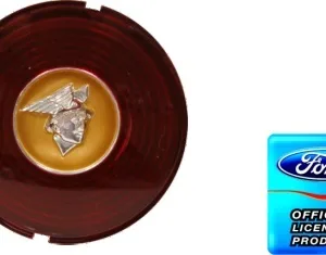 HORN BUTTON INSERT MERCURY 46-47early, Maroon background gold centre