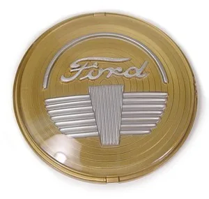 HORN BUTTON INSERT FORD 47-48, Gold background sliver Ford