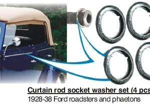 CURTAIN ROD SOCKET WASHERS FORD 28-38, Roadster & Phaeton set of 4